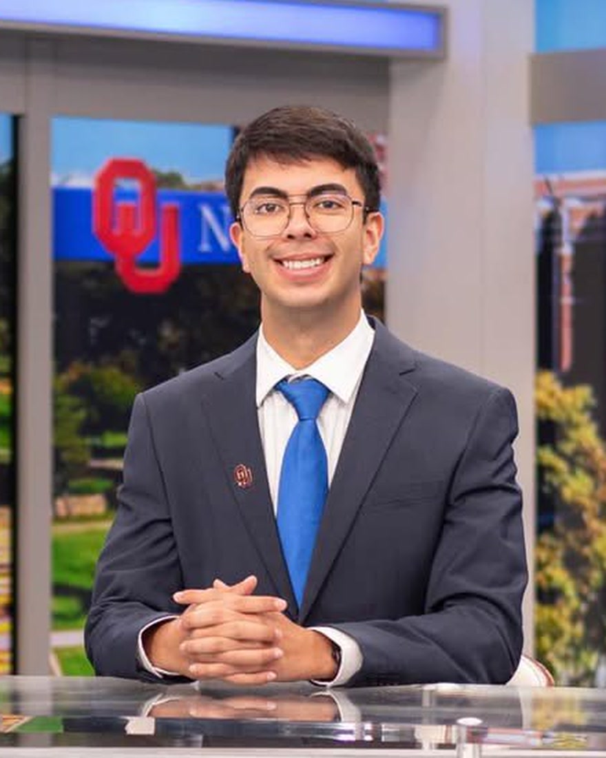 Chuy Dominguez at the OU Nightly anchor desk